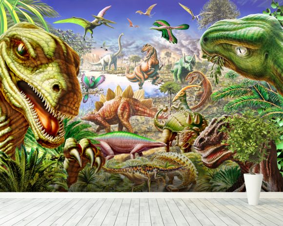 Dinosaur’s World Wall Mural & Dinosaur’s World Wallpaper | Wallsauce