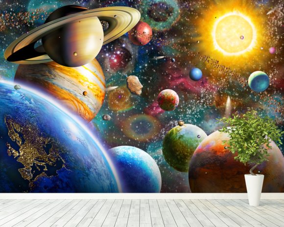 Planets In Space Wall Mural And Planets In Space Wallpaper Wallsauce Usa 4139