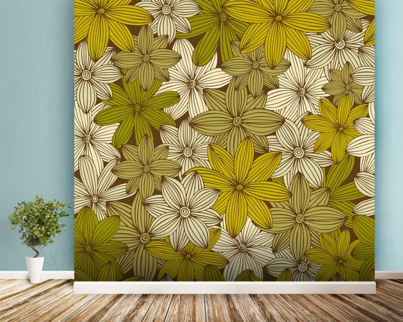 Camo Yellow Wall Mural & Camo Yellow Wallpaper | Wallsauce USA