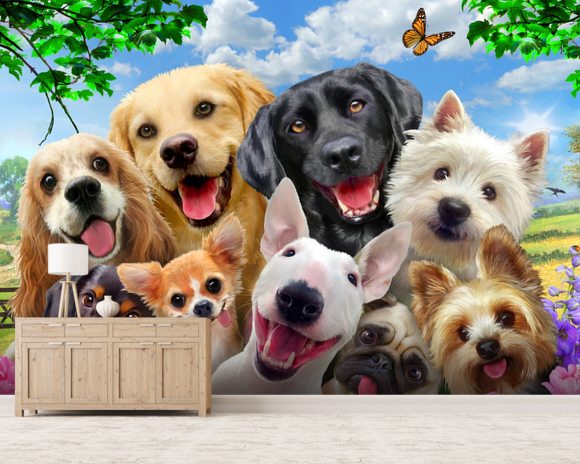 Dogs Selfie Wall Mural & Dogs Selfie Wallpaper | Wallsauce USA