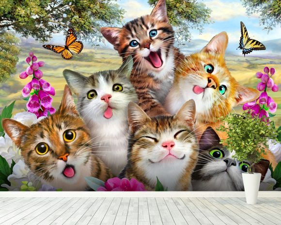 Cat Selfie Wall Mural & Cat Selfie Wallpaper | Wallsauce USA