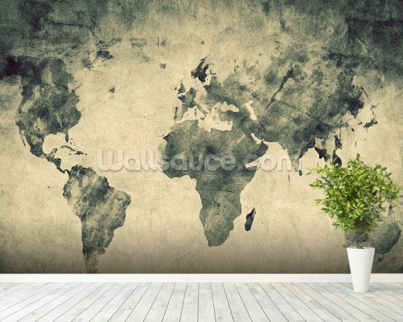 Ancient World Map Sketch Wallpaper Wall Mural | Wallsauce USA