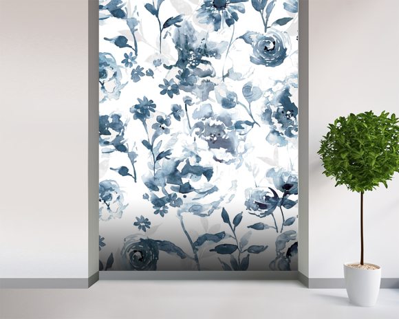 Indigo Garden Wall Mural & Indigo Garden Wallpaper | Wallsauce UK