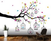 Tree with Birdcages Wallpaper Wall Mural | Wallsauce