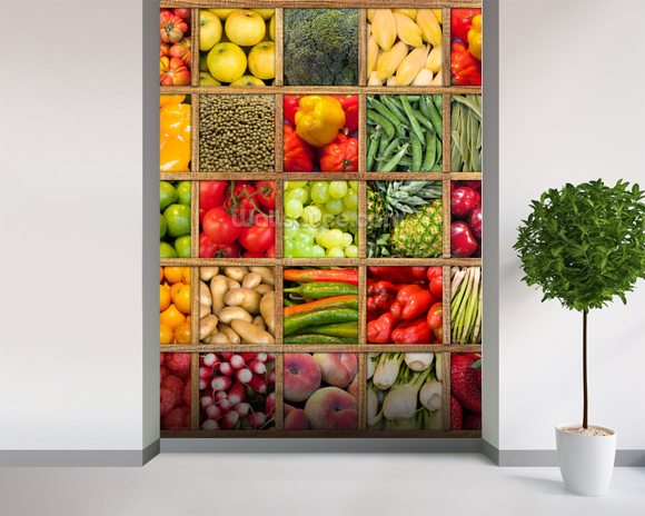 Fruit and Vegetable Collection Wallpaper Wall Mural 