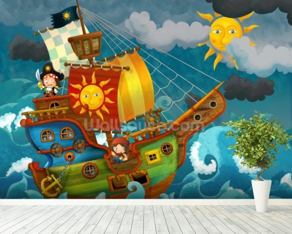 Pirate Ship Wallpaper Wall Mural | Wallsauce USA