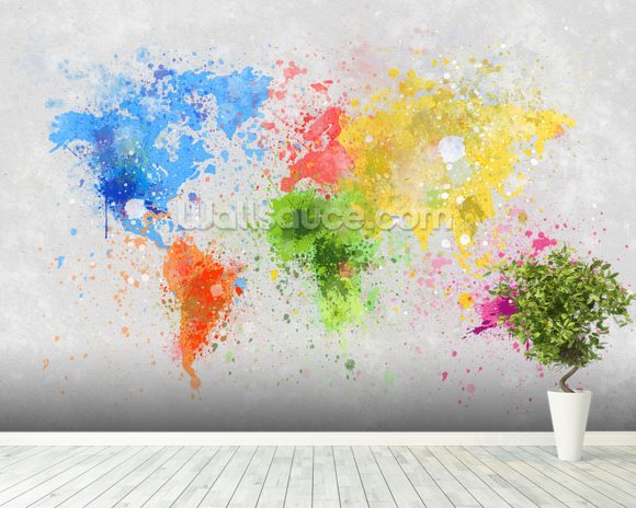 World Map Painting Wallpaper Wall Mural  Wallsauce USA