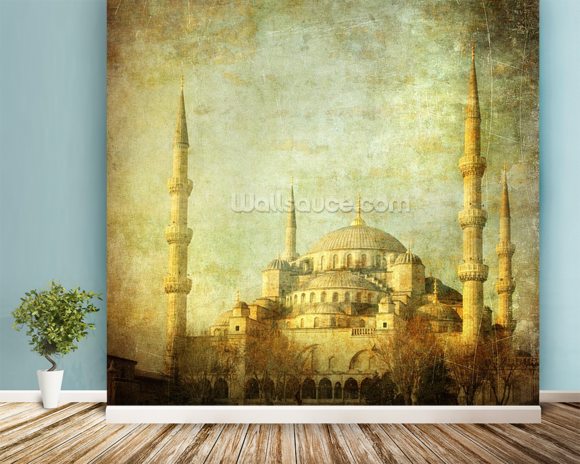 Vintage Blue Mosque, Istanbul Wallpaper Wall Mural | Wallsauce