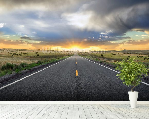 Highway Sunset Wallpaper Wall Mural 