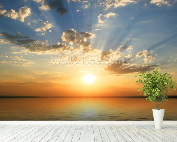 Sea View Sunset Wallpaper Wall Mural | Wallsauce USA