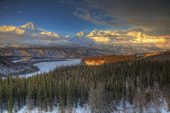 Chugach Mountain Range at Sunset Wall Mural | Wallsauce US