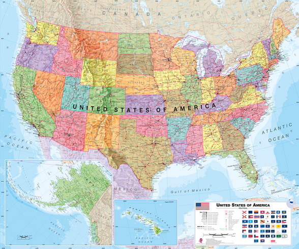 USA Political Map Wall Mural | Wallsauce UK