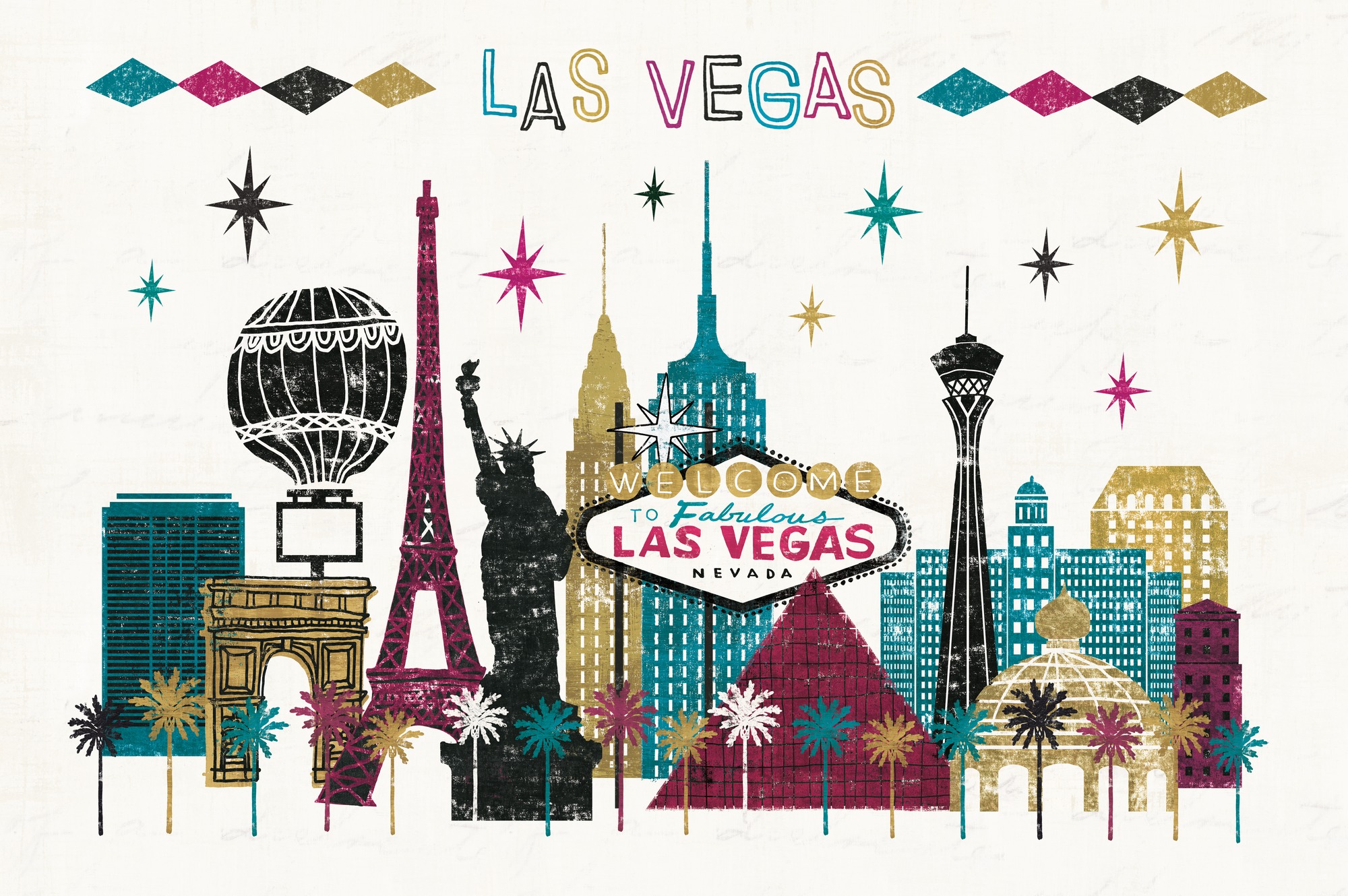 Vegas Skyline Wall Mural Wallsauce US