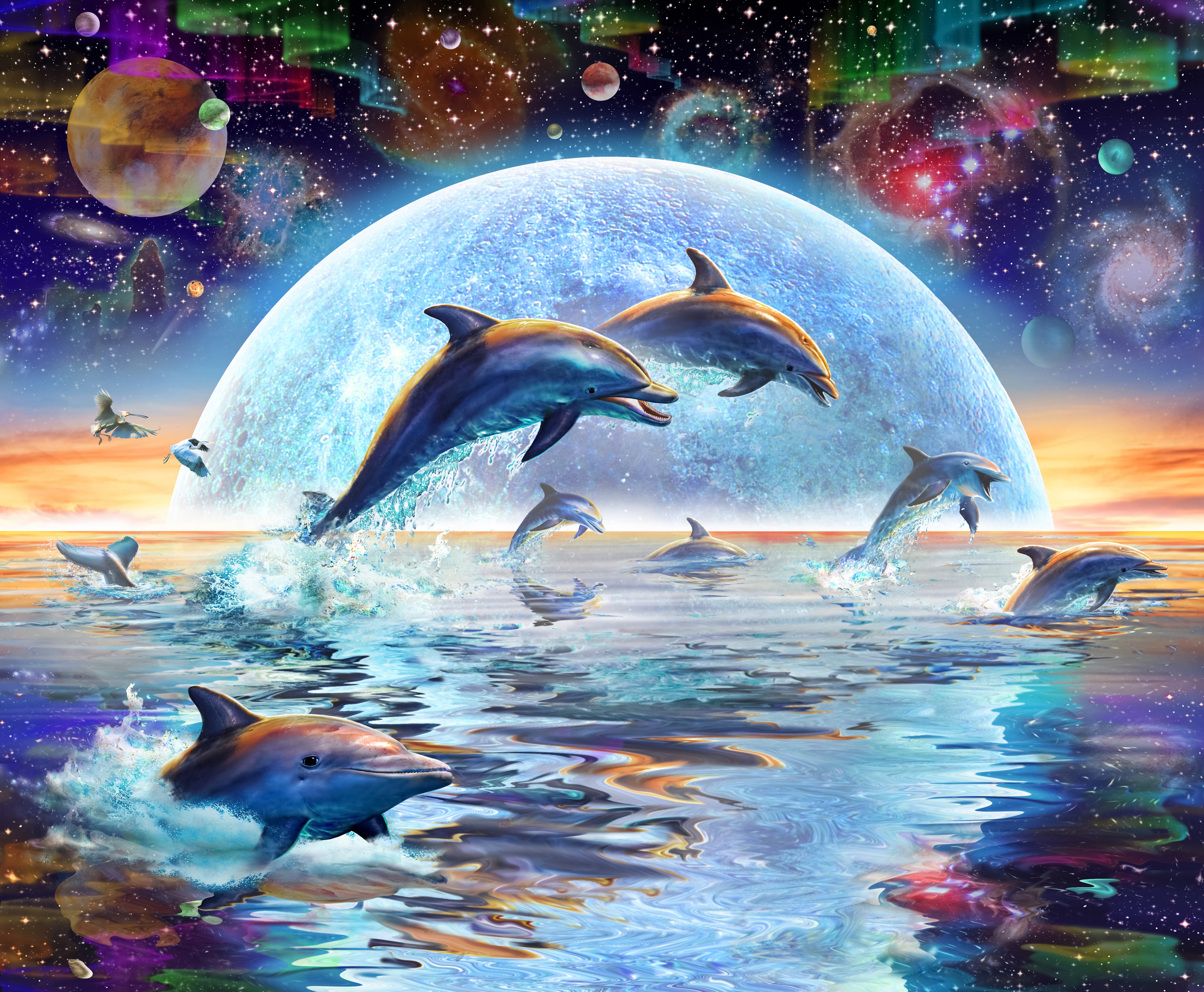 dolphins-by-moonlight-wall-mural-dolphins-by-moonlight-wallpaper
