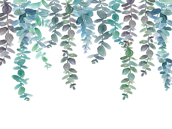 Blue & Green Hanging Eucalyptus Wallpaper | Wallsauce AU