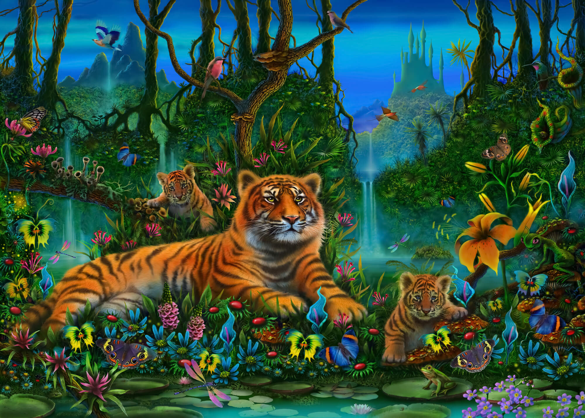 Tigers In Jungle Wall Mural Wallsauce US