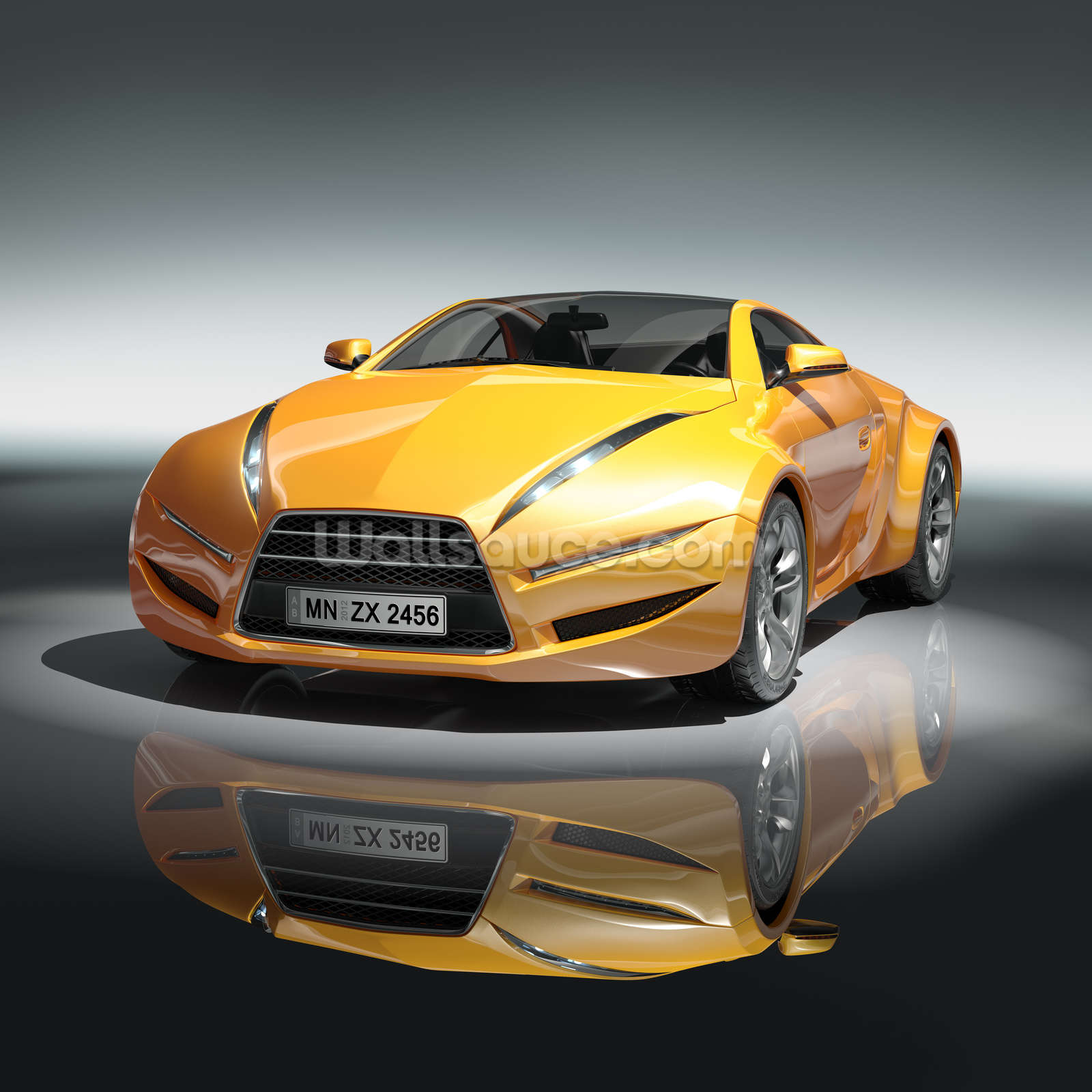 Yellow sports car Wallpaper Mural | Wallsauce US