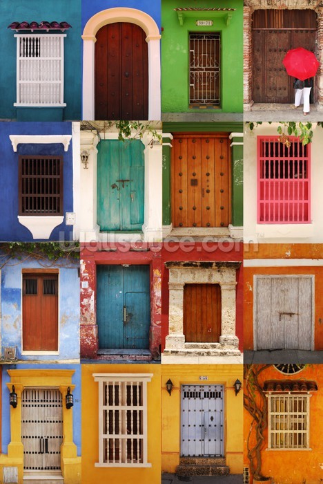 Doors Cartagena, Colombia Wallpaper Mural | Wallsauce USA