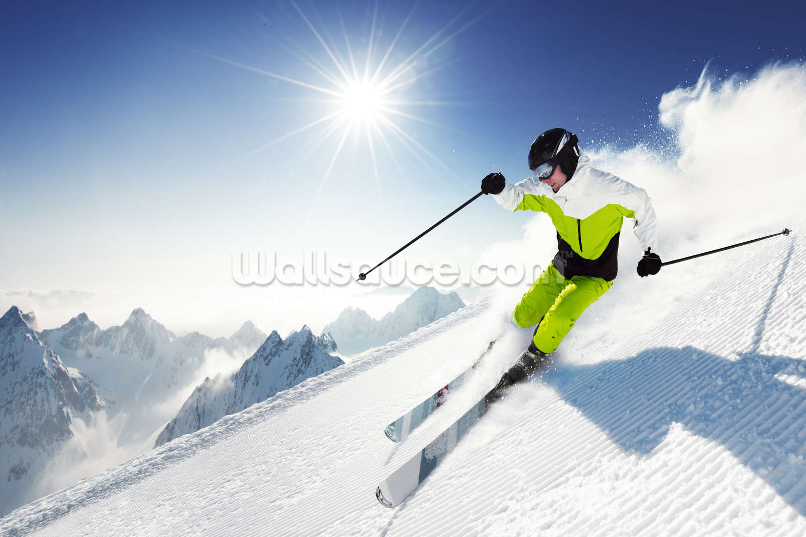 Skier in mountains \u0026 Wall Mural   Wallsauce Germany