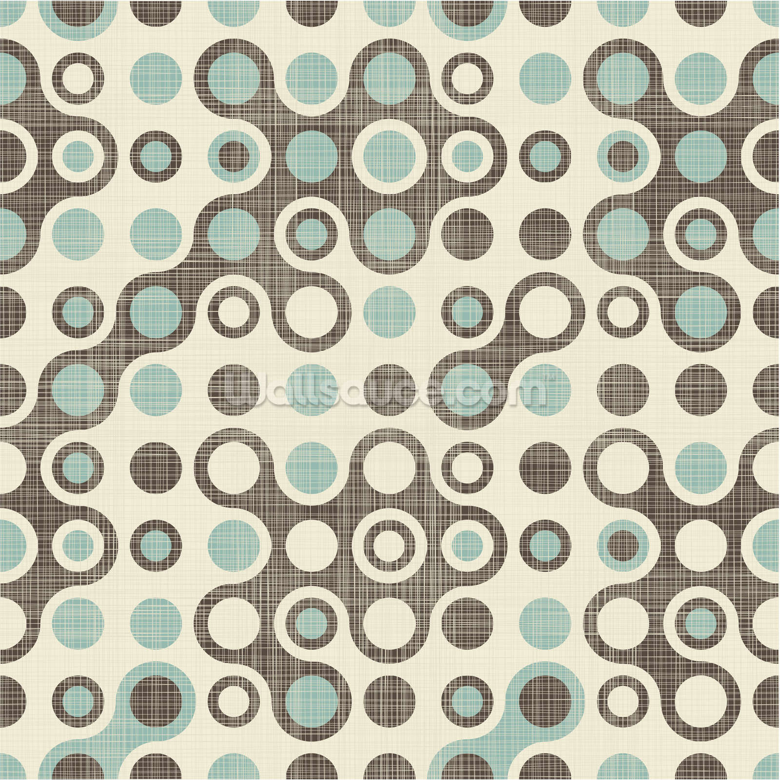 Blue Brown Retro Pattern Wallpaper Mural | Wallsauce US