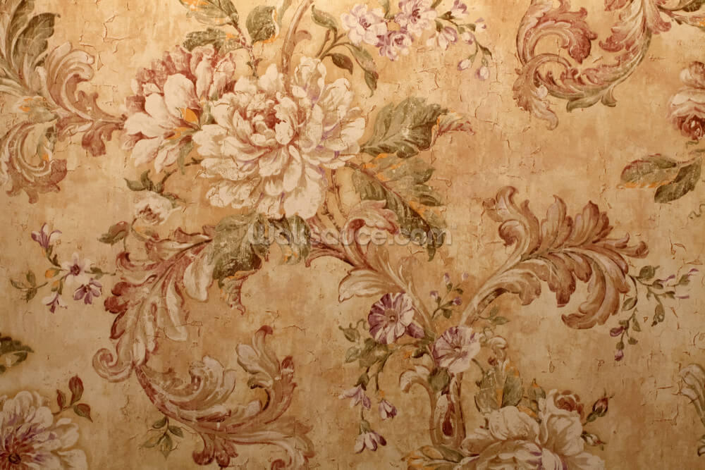 Antique Floral Wallpaper Mural | Wallsauce US