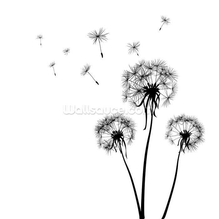 Dandelions Silhouette Wallpaper Wall Mural | Wallsauce USA