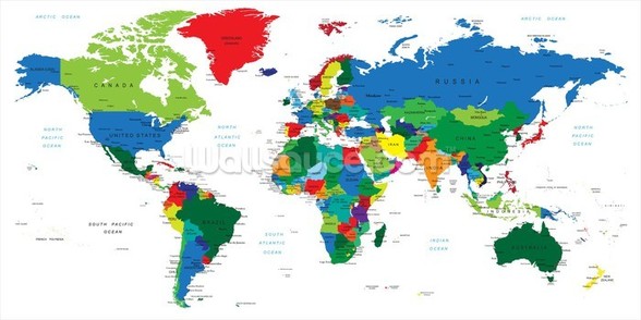 Bright World Map Wallpaper | Wallsauce US