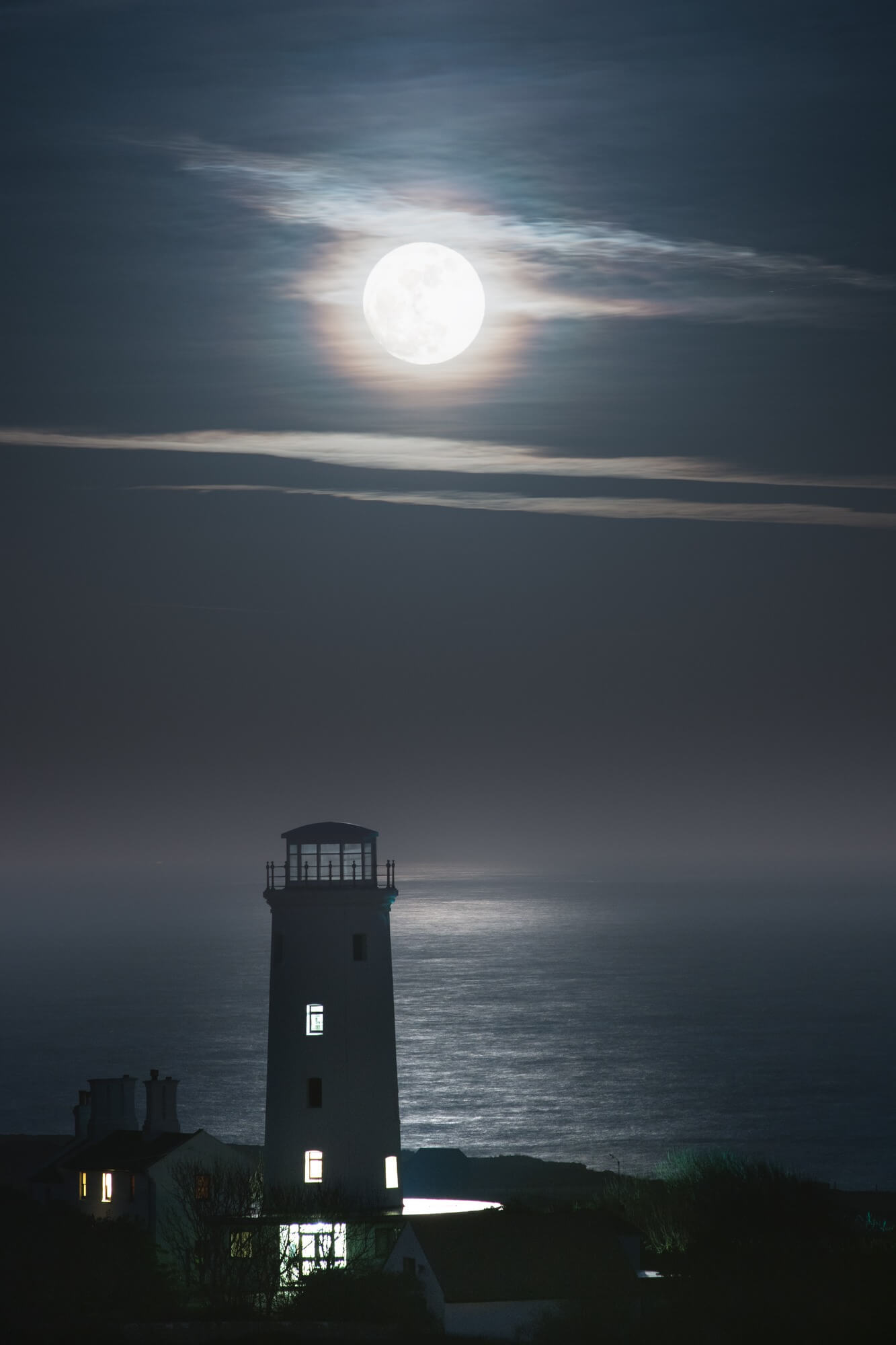 Old Lower Lighthouse Moonlight Wall Mural & Old Lower Lighthouse ...