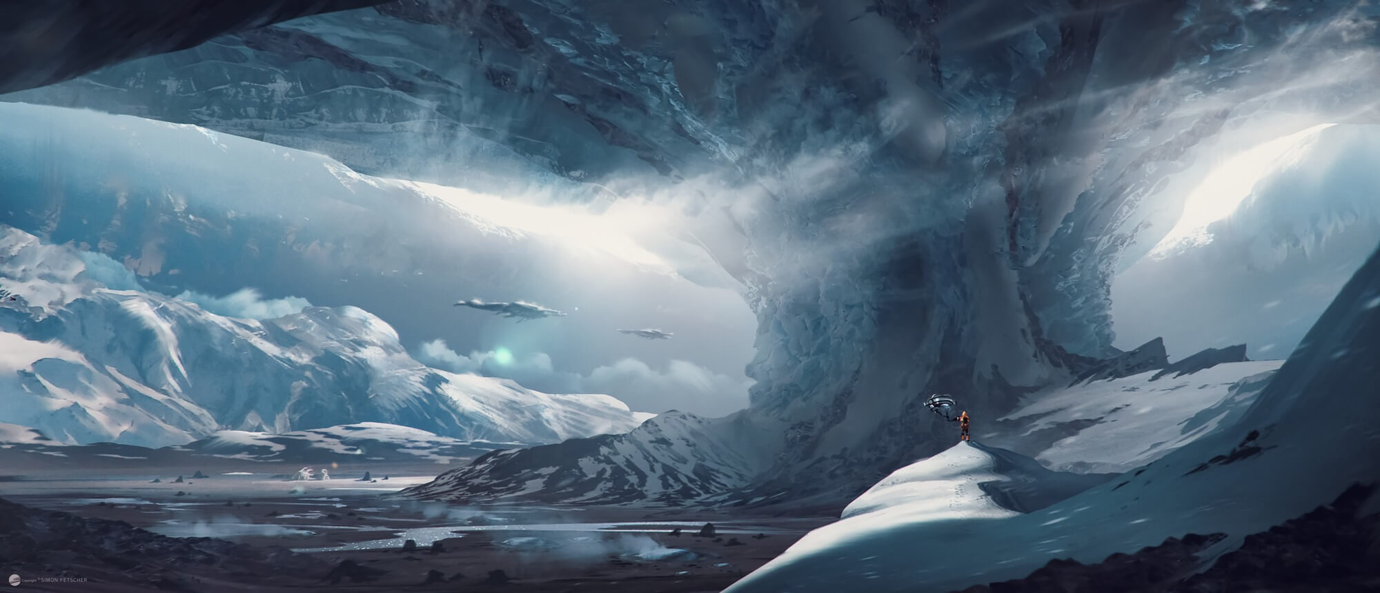 Big Game Ice Planet & Simon Fetscher Wall Mural | Wallsauce UK