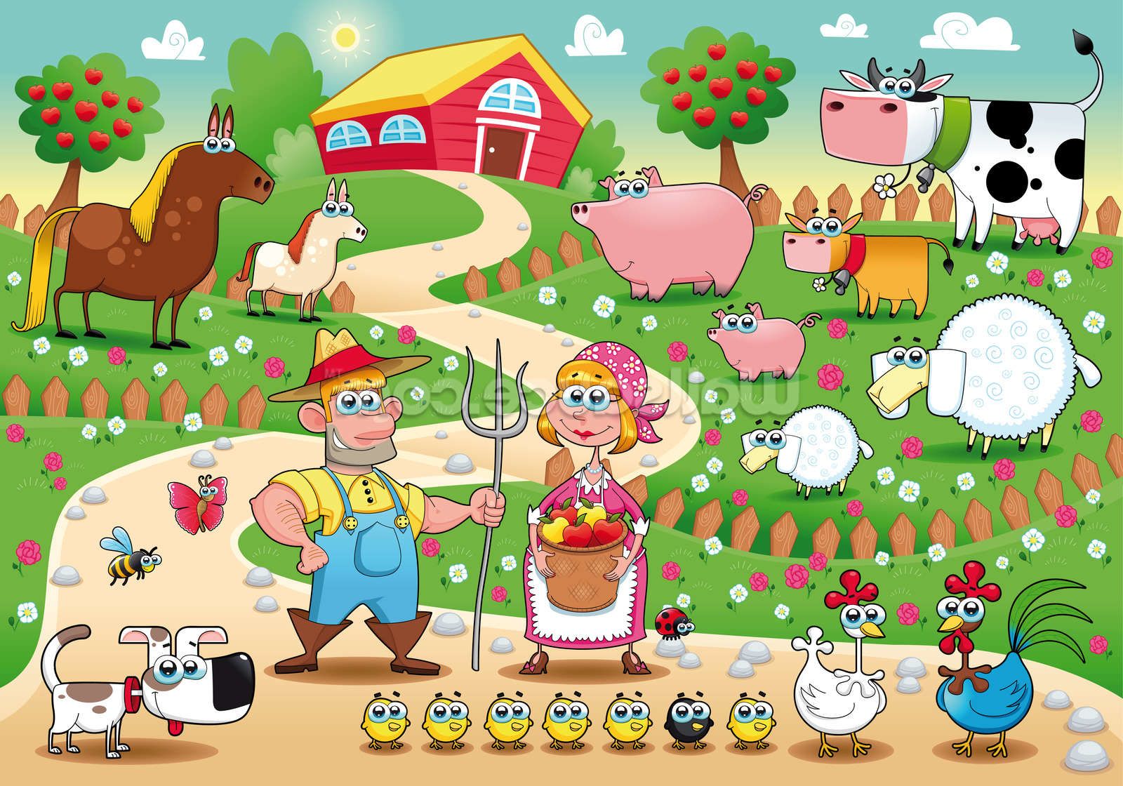 Country Farm Wallpaper Mural | Wallsauce DK