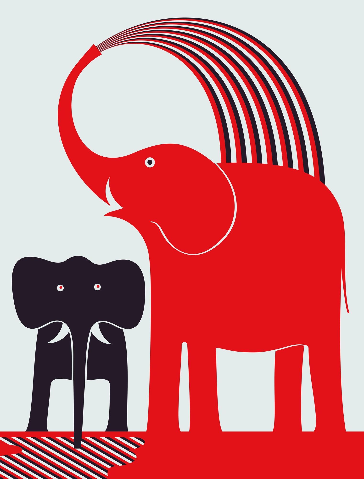 Red Elephant Wall Mural | Wallsauce UK