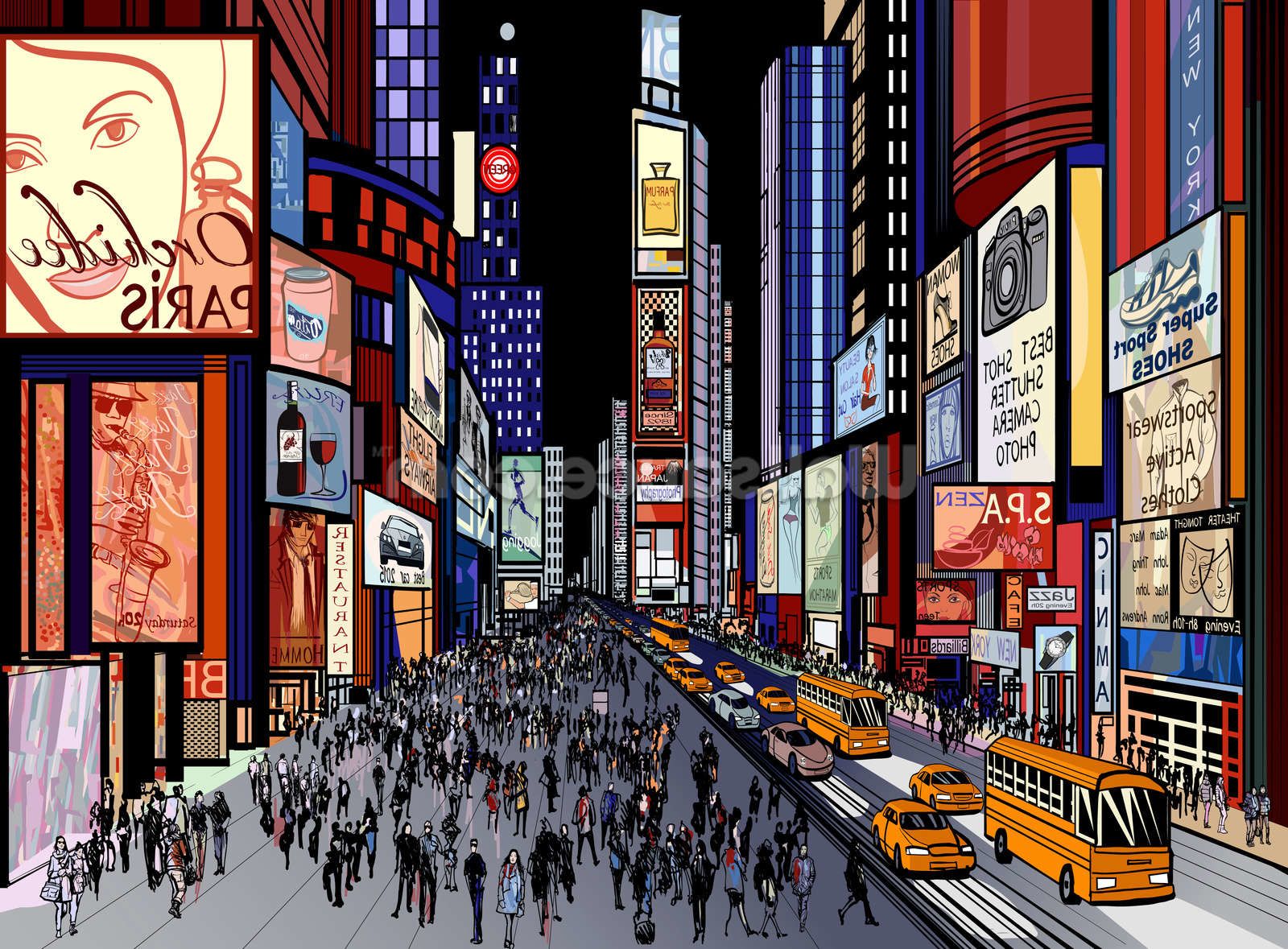 New York - Night View of Times Square Wallpaper | Wallsauce UK