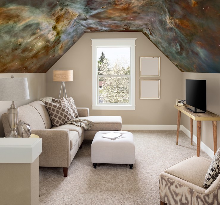 Cloud Wallpaper on Bedroom Ceiling  Contemporary  Bedroom