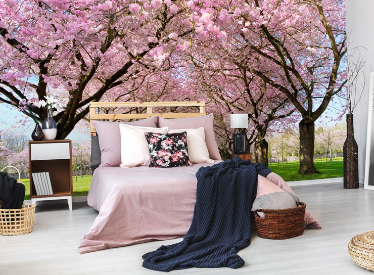 Get The Japanese Interior Trend With Cherry Blossom Wallpaper