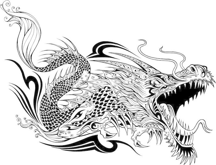 Tattoo - Dragon Sketch Wallpaper Mural | Wallsauce AU